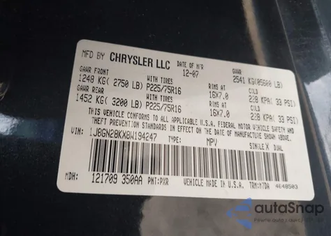 2008 Jeep Liberty Sport z USA, uszkodzony, nr VIN 1J8GN28KX8W194247